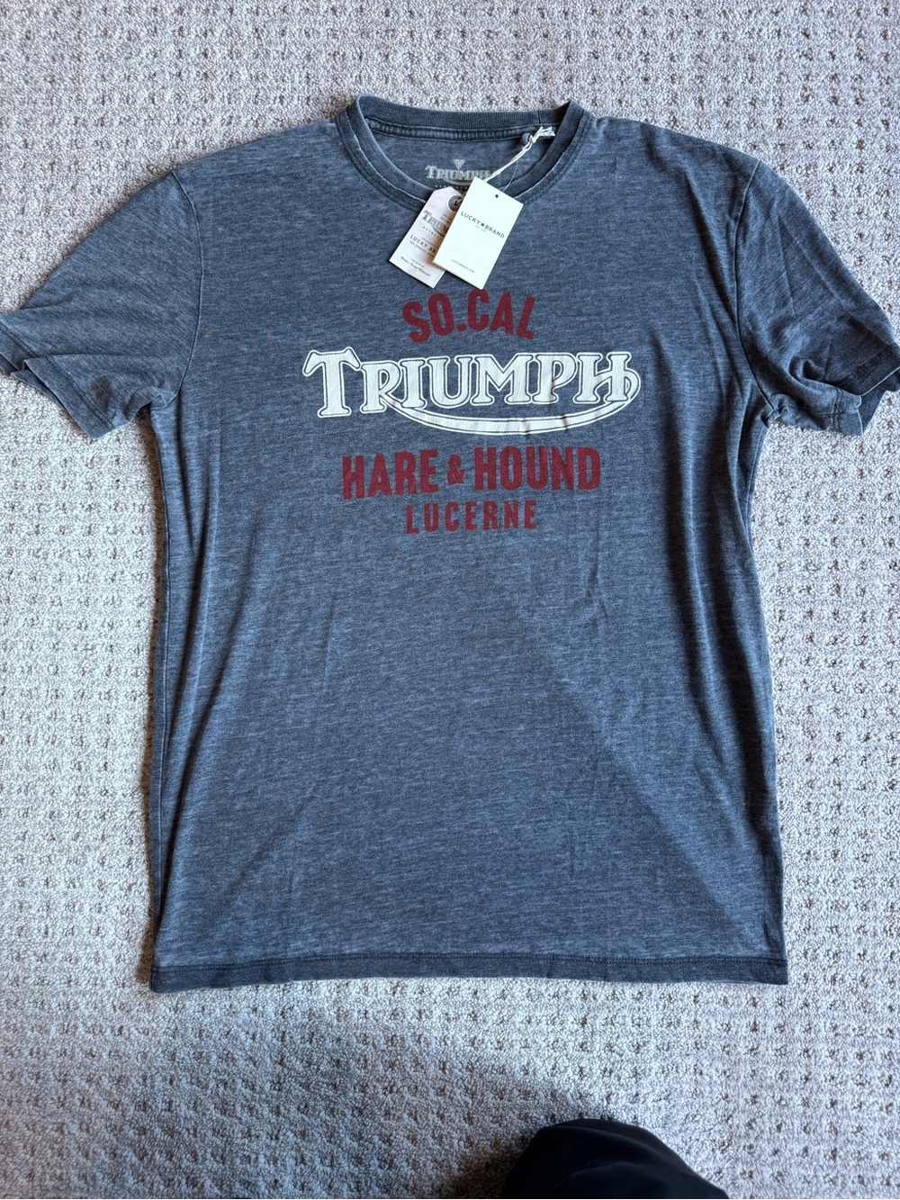 Triumph Navy Graphic Tee with White & Red Logo